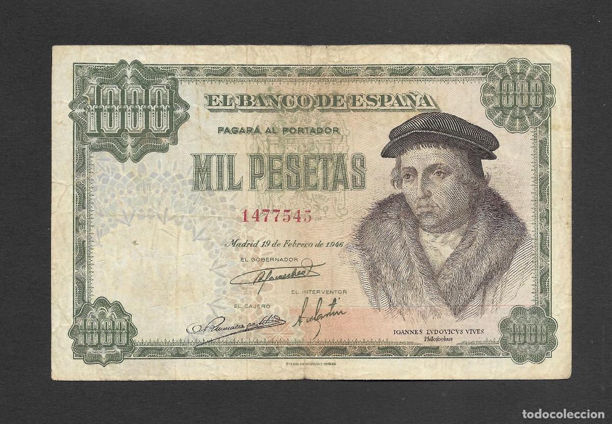 Billetes espa&ntilde;oles: 1000 PESETAS 1946 SIN SERIE MBC