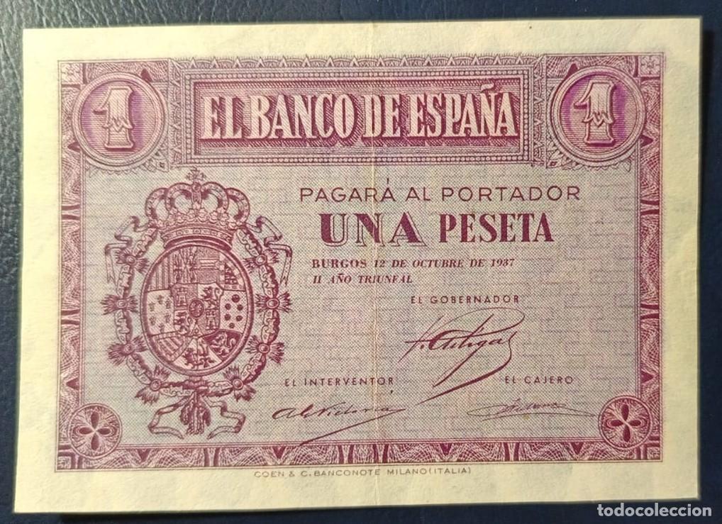 Billetes espa&ntilde;oles: UNA PESETA BANCO DE ESPA&Ntilde;A BURGOS 12 DE OCTUBRE DE 1937 ( BSP271 )
