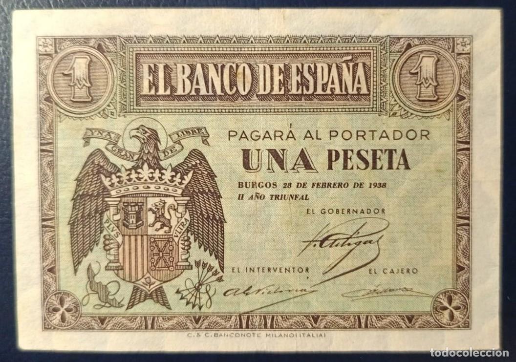 Billetes espa&ntilde;oles: UNA PESETA BANCO DE ESPA&Ntilde;A BURGOS 28 DE FEBRERO DE 1938 ( BSP272 )
