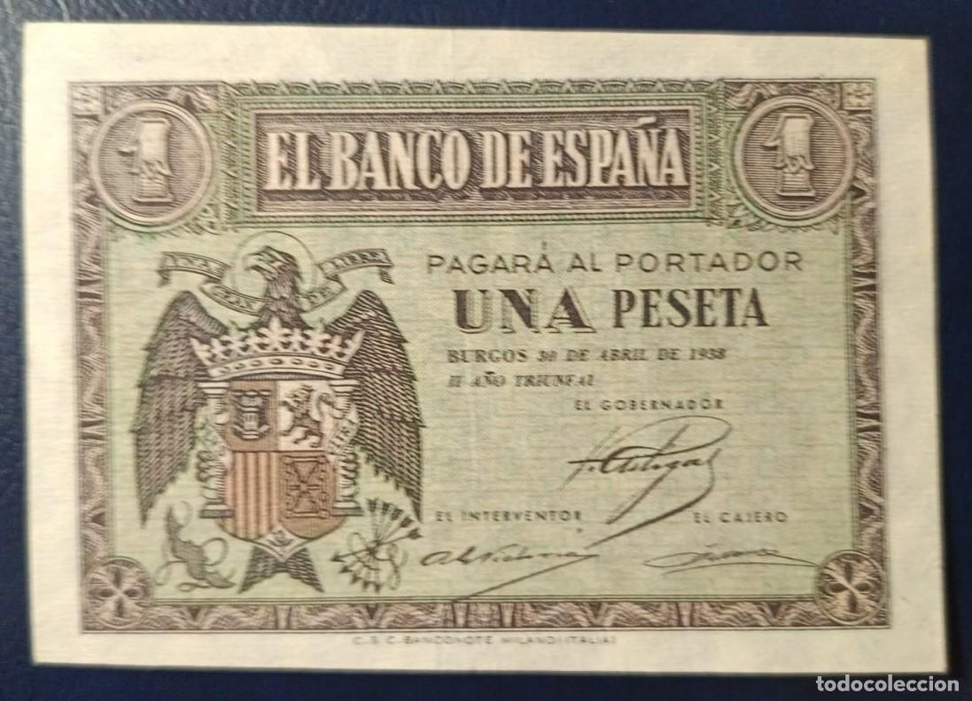 Billetes espa&ntilde;oles: UNA PESETA BANCO DE ESPA&Ntilde;A BURGOS 30 DE ABRIL DE 1938 ( BSP273 )