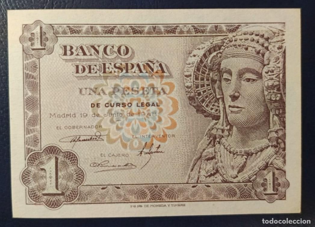 Billetes espa&ntilde;oles: UNA PESETA BANCO DE ESPA&Ntilde;A MADRID 19 DE JUNIO DE 1948 ( BSP279 )