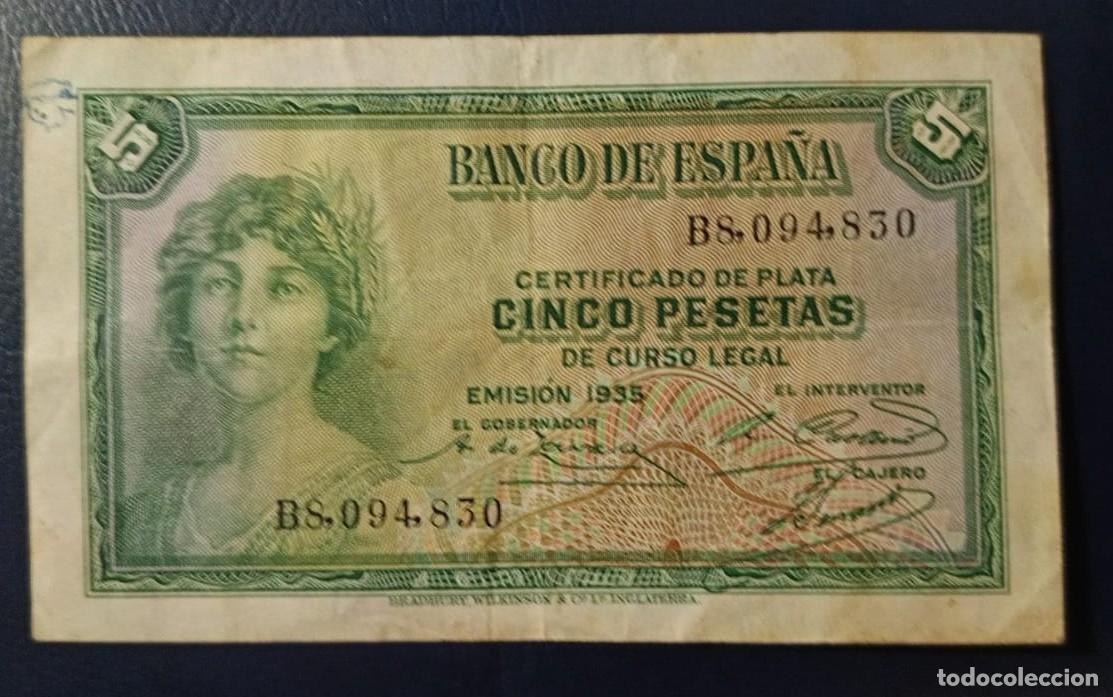 Billetes espa&ntilde;oles: 5 PESETAS BANCO DE ESPA&Ntilde;A EMISION 1935 ( BSP284 )