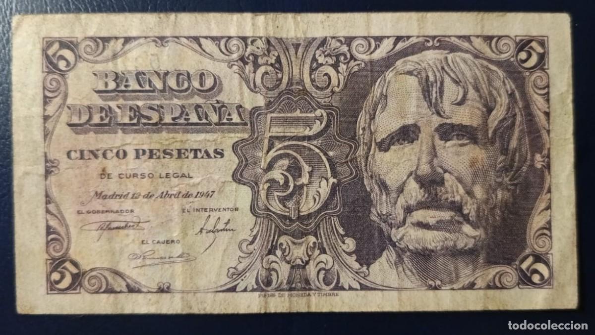 Billetes espa&ntilde;oles: 5 PESETAS BANCO DE ESPA&Ntilde;A MADRID 12 DE ABRIL DE 1947 ( BSP290 )