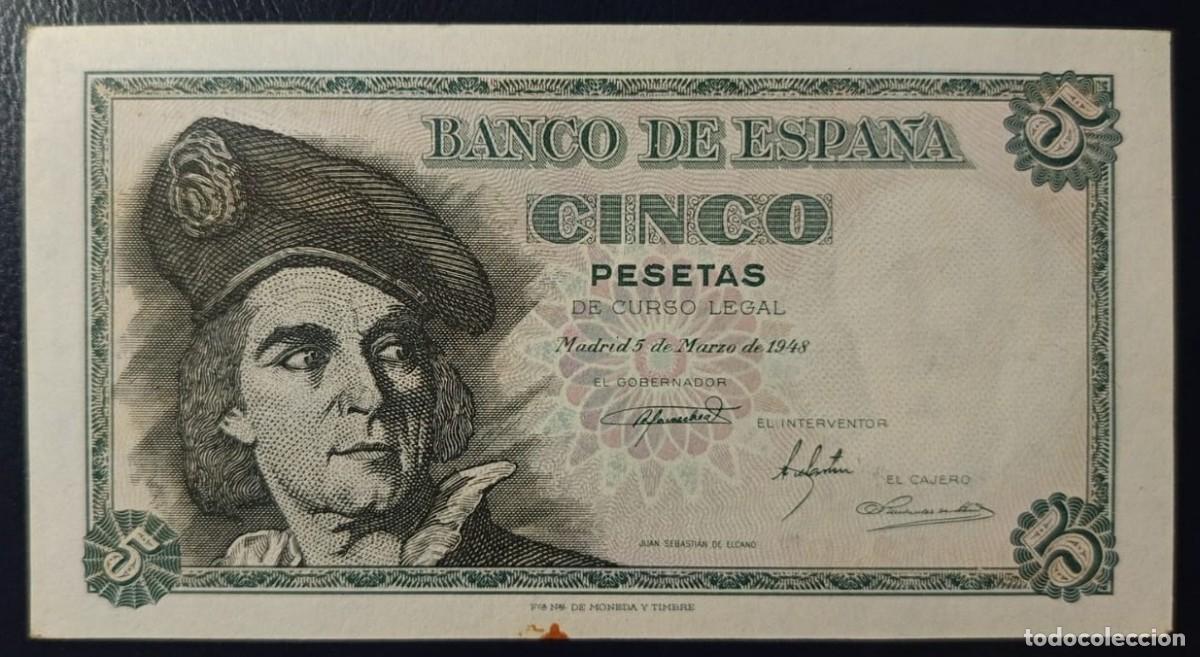 Billetes espa&ntilde;oles: 5 PESETAS BANCO DE ESPA&Ntilde;A MADRID 5 DE MARZO DE 1948 ( BSP292 )