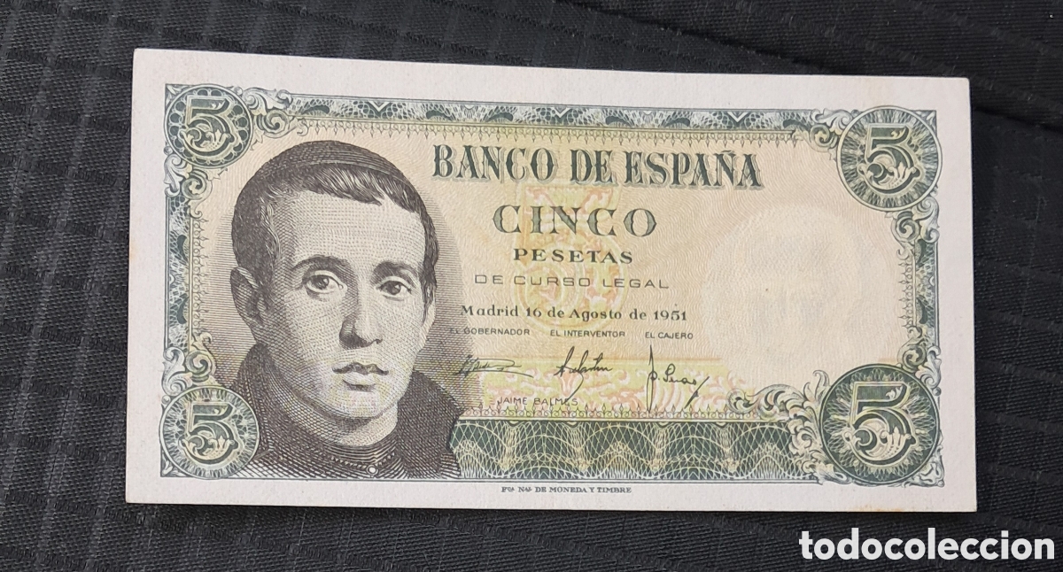 Billetes espa&ntilde;oles: Billete 5 pesetas 1951 sin serie