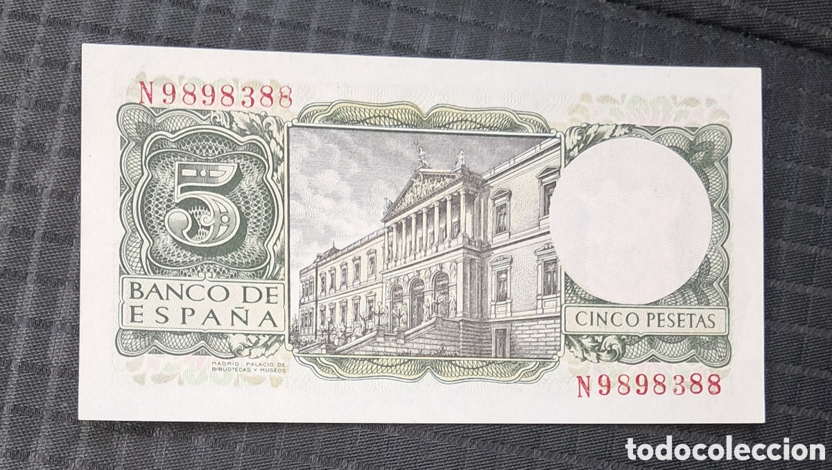 Billetes espa&ntilde;oles: Billete 5 pesetas 1954 - Foto 2