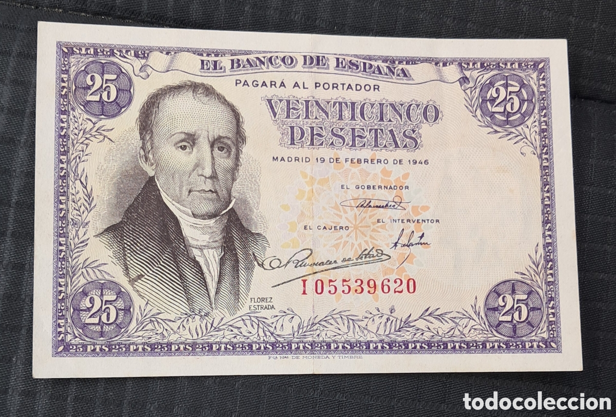 Billetes espa&ntilde;oles: Billete 25 pesetas 1946