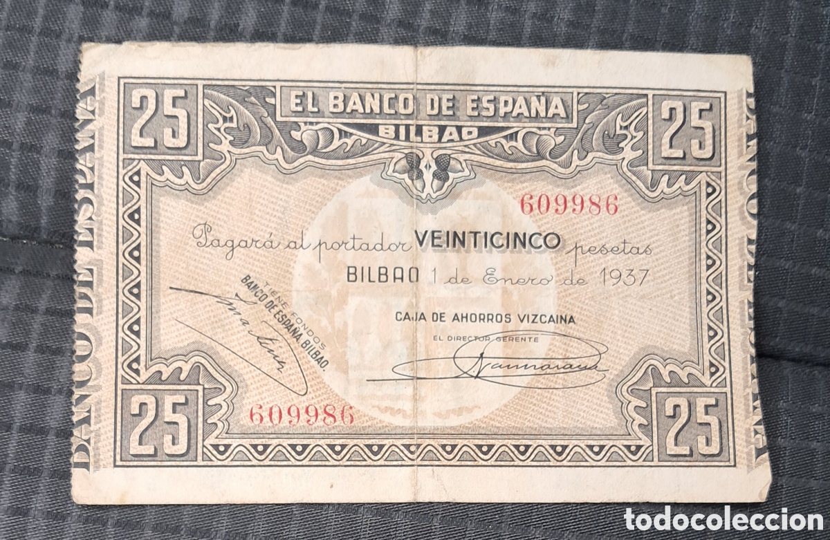 Billetes espa&ntilde;oles: Billete 25 pesetas 1937 Bilbao