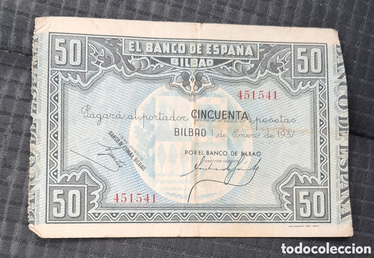 Billetes espa&ntilde;oles: Billete 50 pesetas 1937 Bilbao