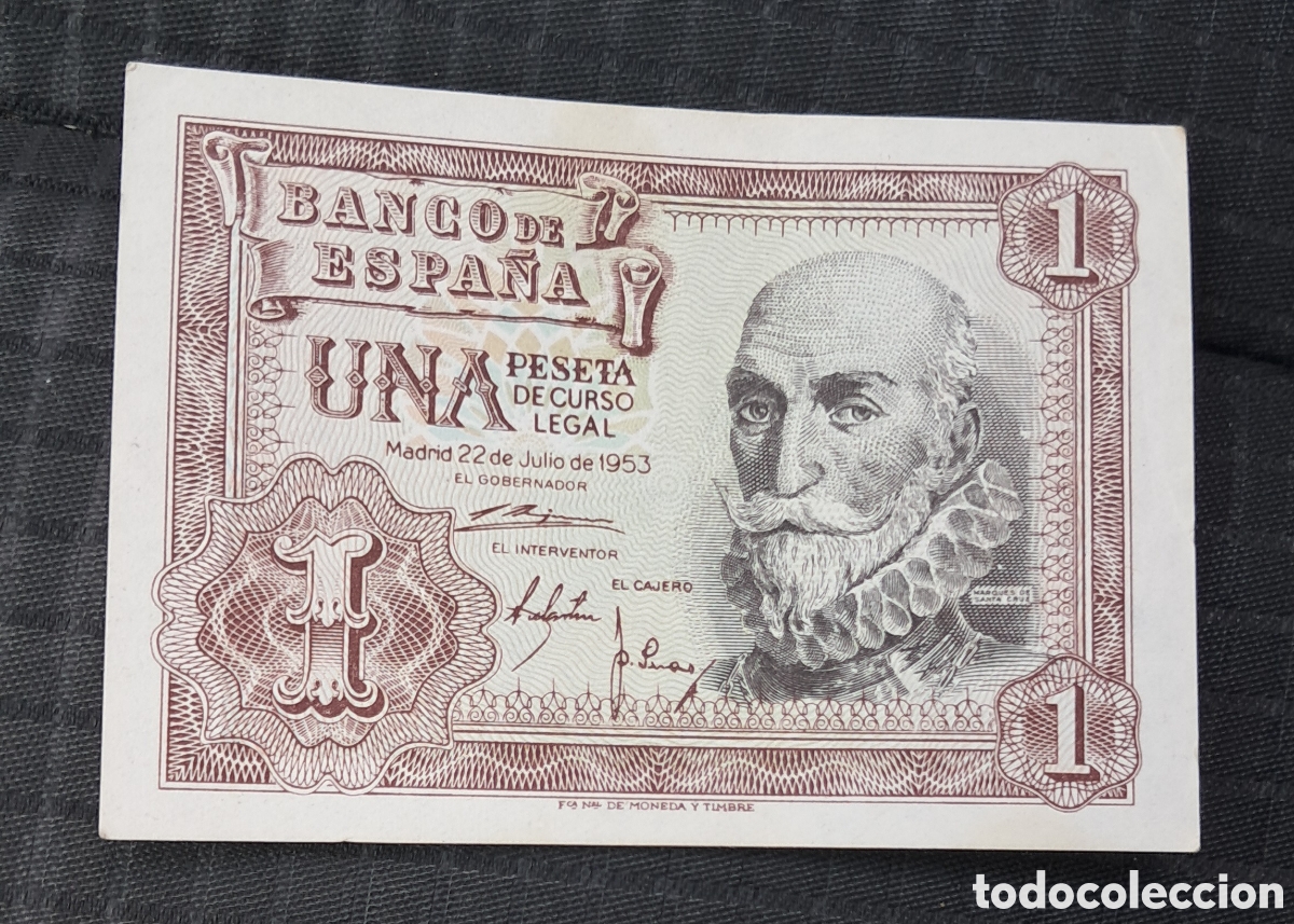 Billetes espa&ntilde;oles: Billete 1 peseta 1953