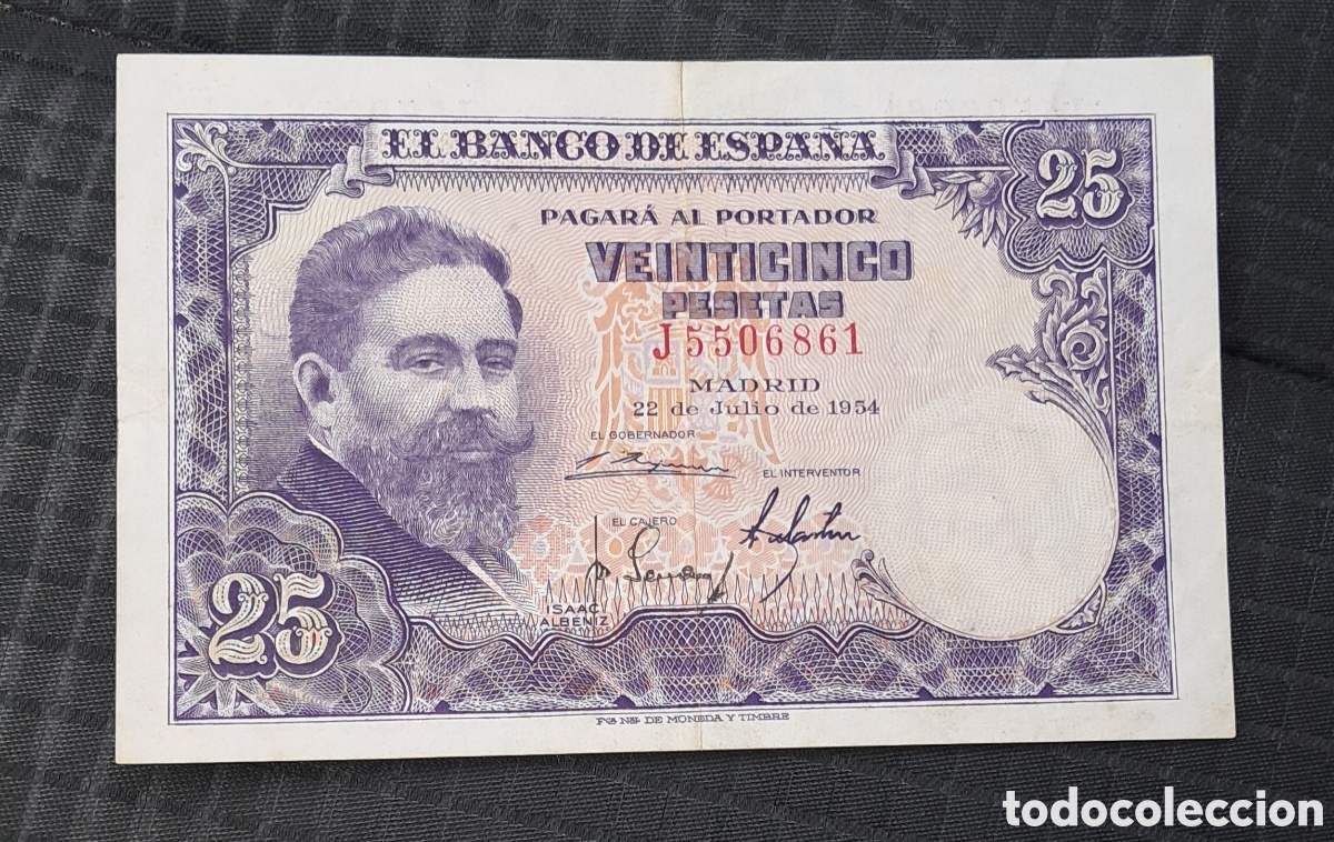 Billetes espa&ntilde;oles: Billete 25 pesetas 1954