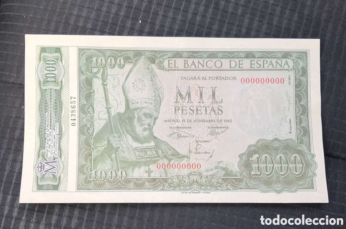 Billetes espa&ntilde;oles: Billete facs&iacute;mil 1000 pesetas 1965