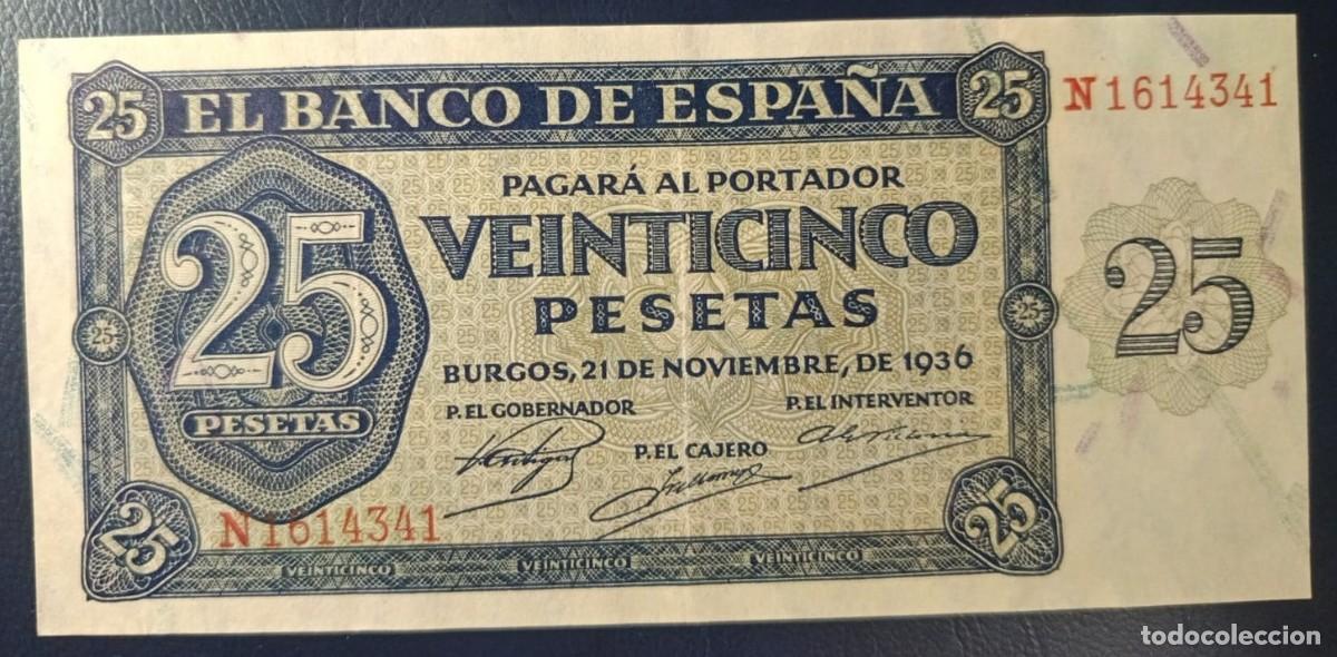 Billetes espa&ntilde;oles: 25 PESETAS BANCO DE ESPA&Ntilde;A BURGOS 21 DE NOVIEMBRE DE 1936 ( BSP295 )