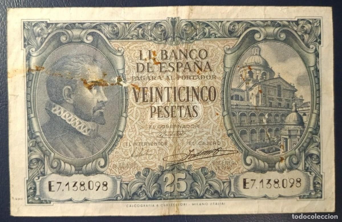 Billetes espa&ntilde;oles: 25 PESETAS BANCO DE ESPA&Ntilde;A MADRID 9 DE ENERO DE 1940 ( BSP297 )