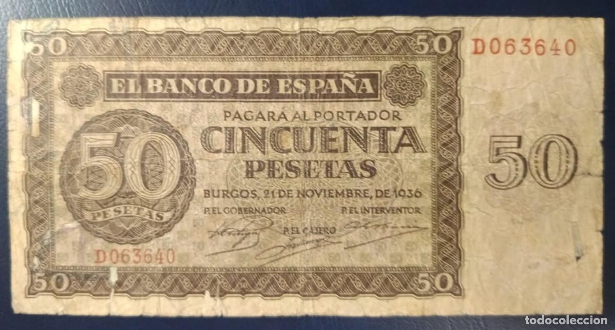 Billetes espa&ntilde;oles: 50 PESETAS BANCO DE ESPA&Ntilde;A BURGOS 21 DE NOVIEMBRE DE 1936 ( BSP300 )