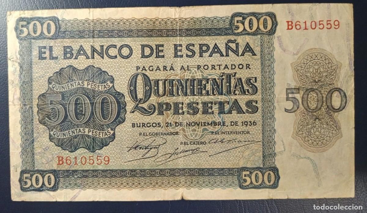 Billetes espa&ntilde;oles: 500 PESETAS BANCO DE ESPA&Ntilde;A BURGOS 21 DE NOVIEMBRE DE 1936 ( BSP313 )