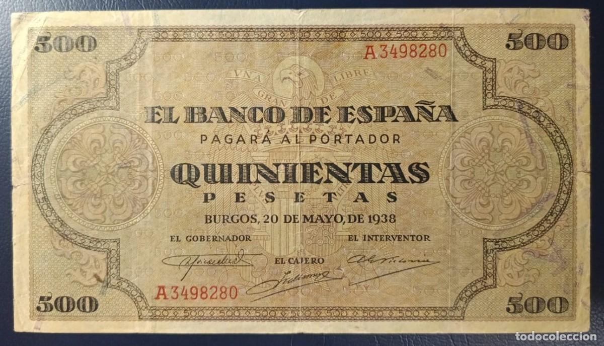 Billetes espa&ntilde;oles: 500 PESETAS BANCO DE ESPA&Ntilde;A BURGOS 20 DE MAYO DE 1938 ( BSP314 )
