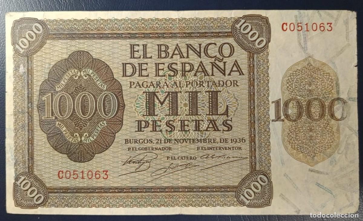 Billetes espa&ntilde;oles: 1000 PESETAS BANCO DE ESPA&Ntilde;A BURGOS 21 DE NOVIEMBRE DE 1936 ( BSP320 )