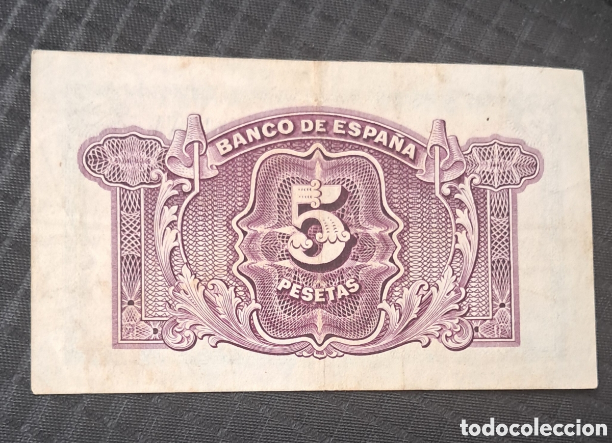 Billetes espa&ntilde;oles: Billete 5 pesetas 1935 - Foto 2