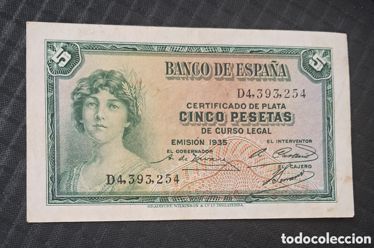 Billetes espa&ntilde;oles: Billete 5 pesetas 1935