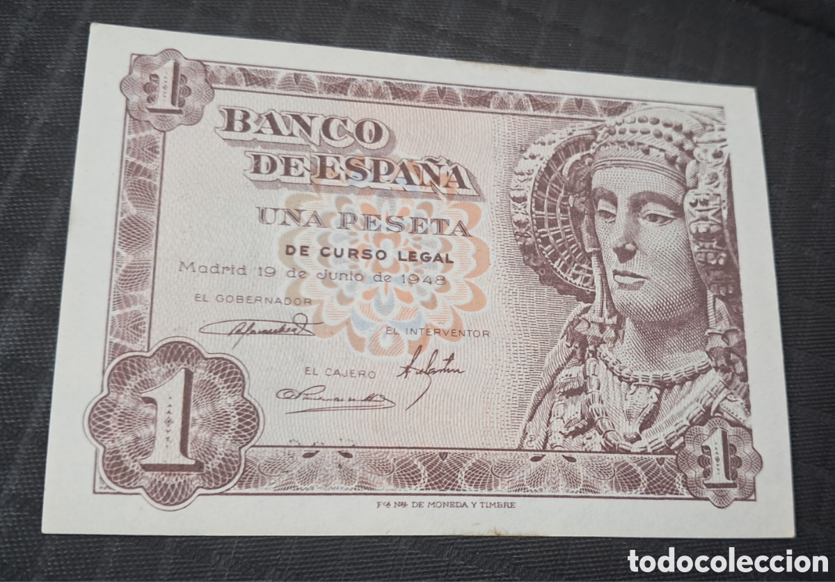 Billetes espa&ntilde;oles: Billete 1 peseta 1948
