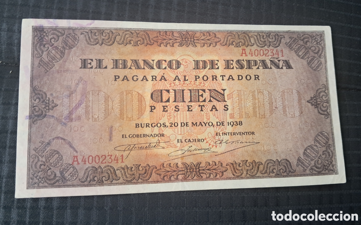 Billetes espa&ntilde;oles: Billete 100 pesetas 1938