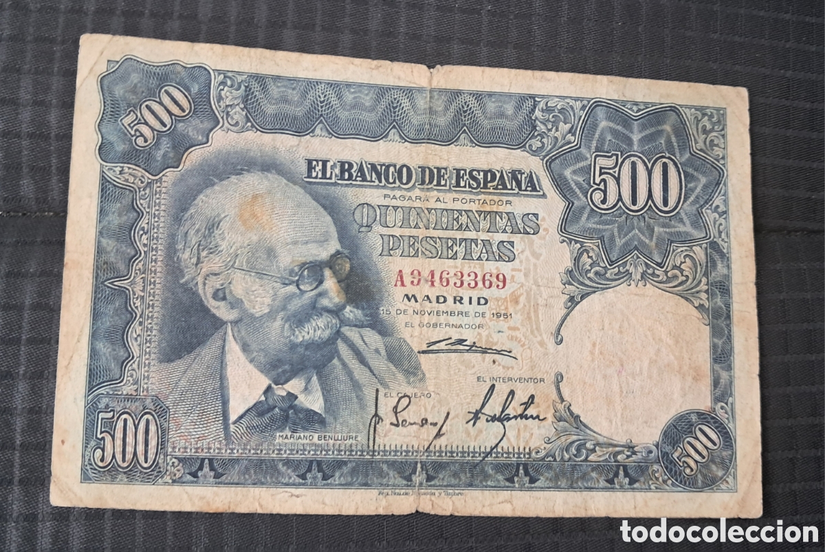 Billetes espa&ntilde;oles: Billete 500 pesetas 1951