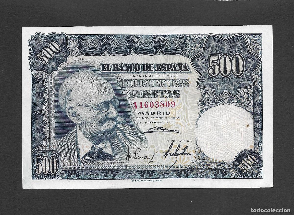 Billetes espa&ntilde;oles: 500 PESETAS 1951 SERIE A S/C-