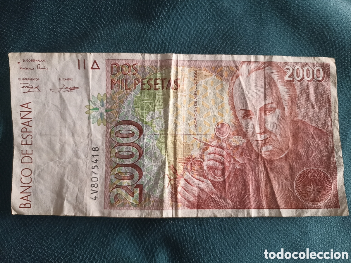 Billetes espa&ntilde;oles: Billete 2000 pesetas Jos&eacute; Celestino Mutis
