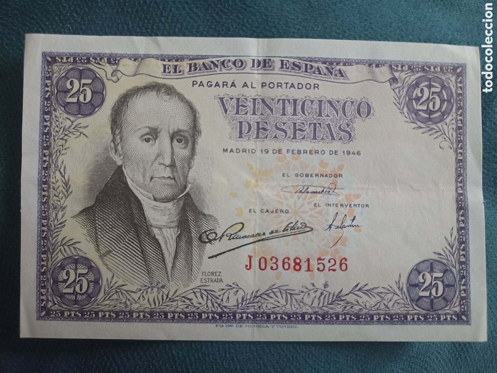 Billetes espa&ntilde;oles: Billete veinticinco pesetas 1946 Fl&oacute;rez Estrada