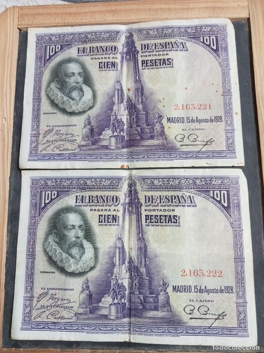 Billetes espa&ntilde;oles: 2 BILLETES 100 PESETAS 1928 SERIE CORRELATIVAS