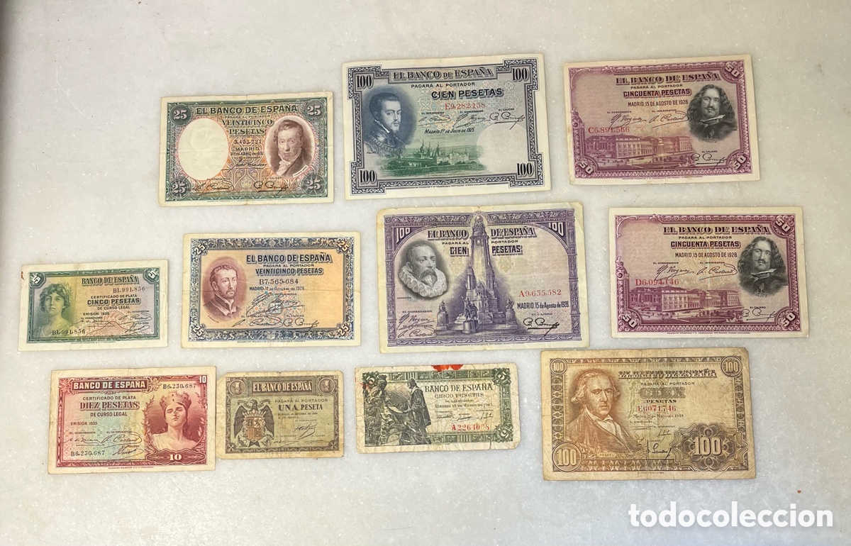 Billetes espa&ntilde;oles: Billetes de peseta diferentes a&ntilde;os