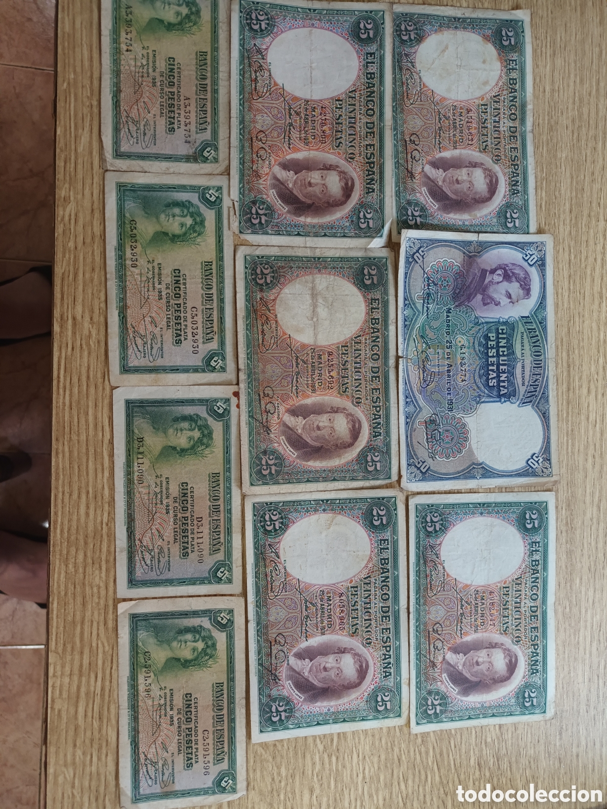 Billetes espa&ntilde;oles: GRAN LOTE DE DIEZ BILLETES DE 1931 AL 1935