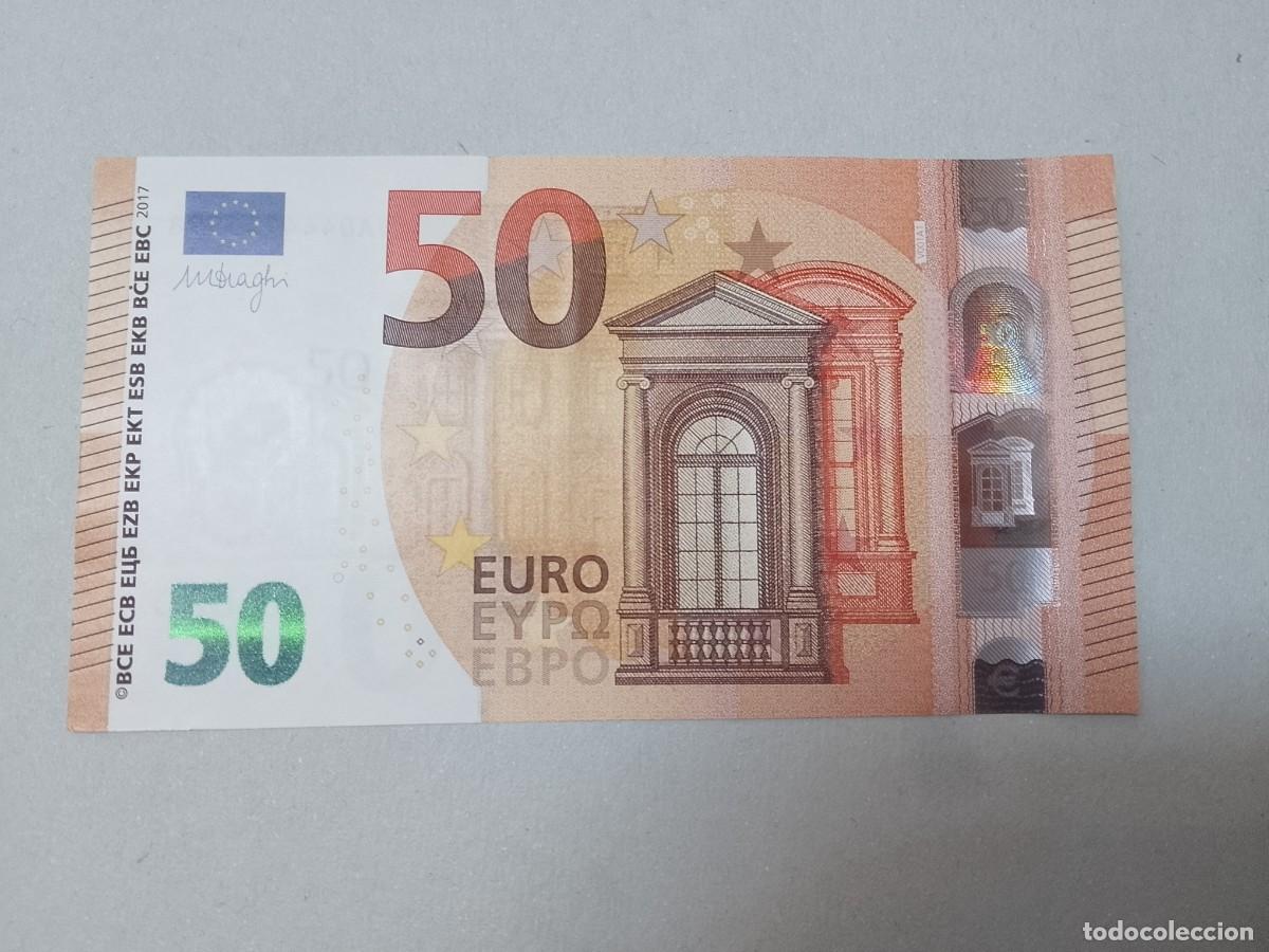 Billetes espa&ntilde;oles: 50 euros, 3 firma Draghi de la VA Espa&ntilde;a, plancha V001A1, sc/plancha
