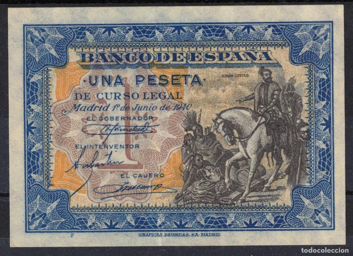 Billetes espa&ntilde;oles: BILLETE ESPA&Ntilde;A 1 PESETA 1940 HERNAN CORTES - SIN SERIE - EBC
