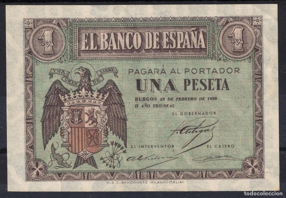 Billetes espa&ntilde;oles: BILLETE ESPA&Ntilde;A 1 PESETA BURGOS 28 FEBBRERO 1938 - SERIE C - EBC-