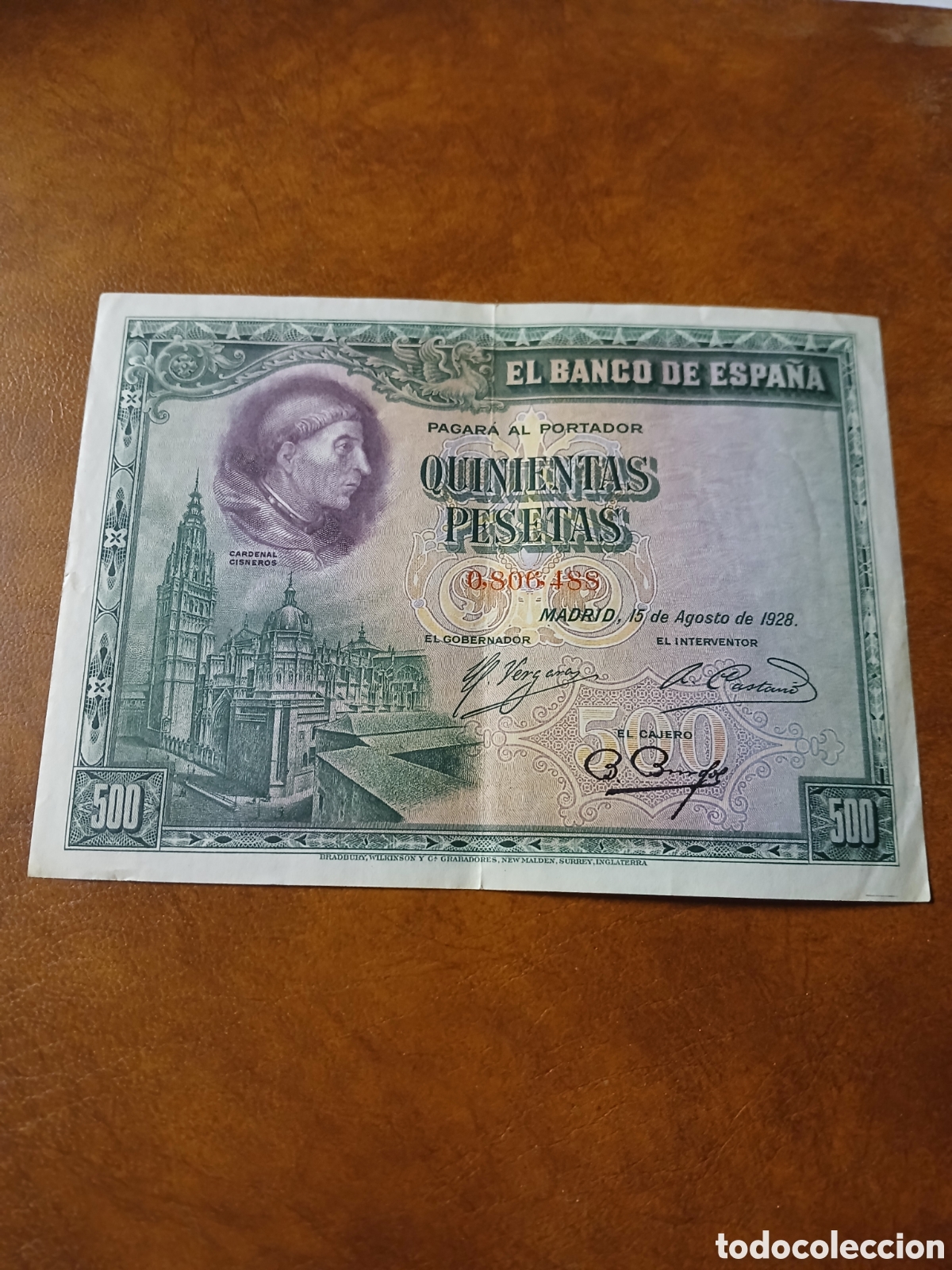 Billetes espa&ntilde;oles: BILLETE DE ESPA&Ntilde;A DE 500 PESETAS DEL A&Ntilde;O 1928 DEL CARDENAL CISNEROS.