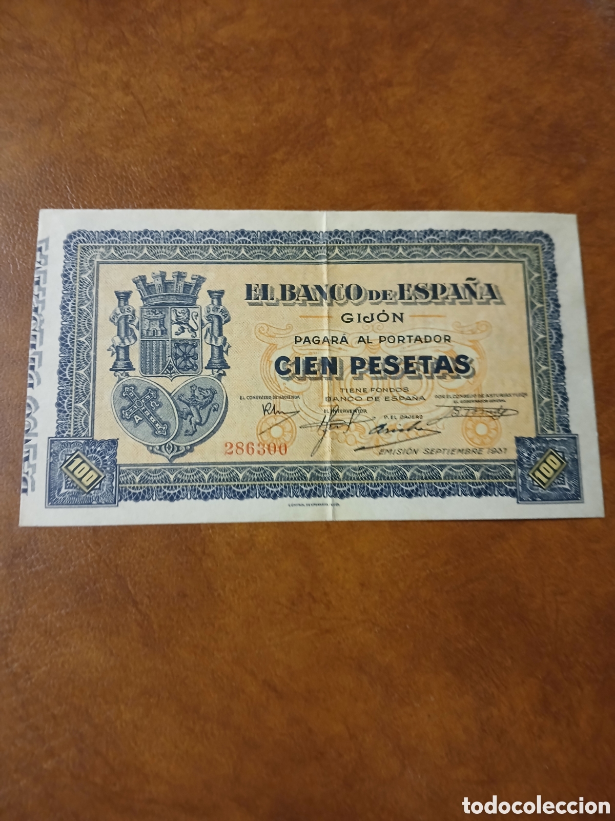 Billetes espa&ntilde;oles: BILLETE DE 100 PESETAS DEL BANCO DE GIJON DEL A&Ntilde;O 1937.