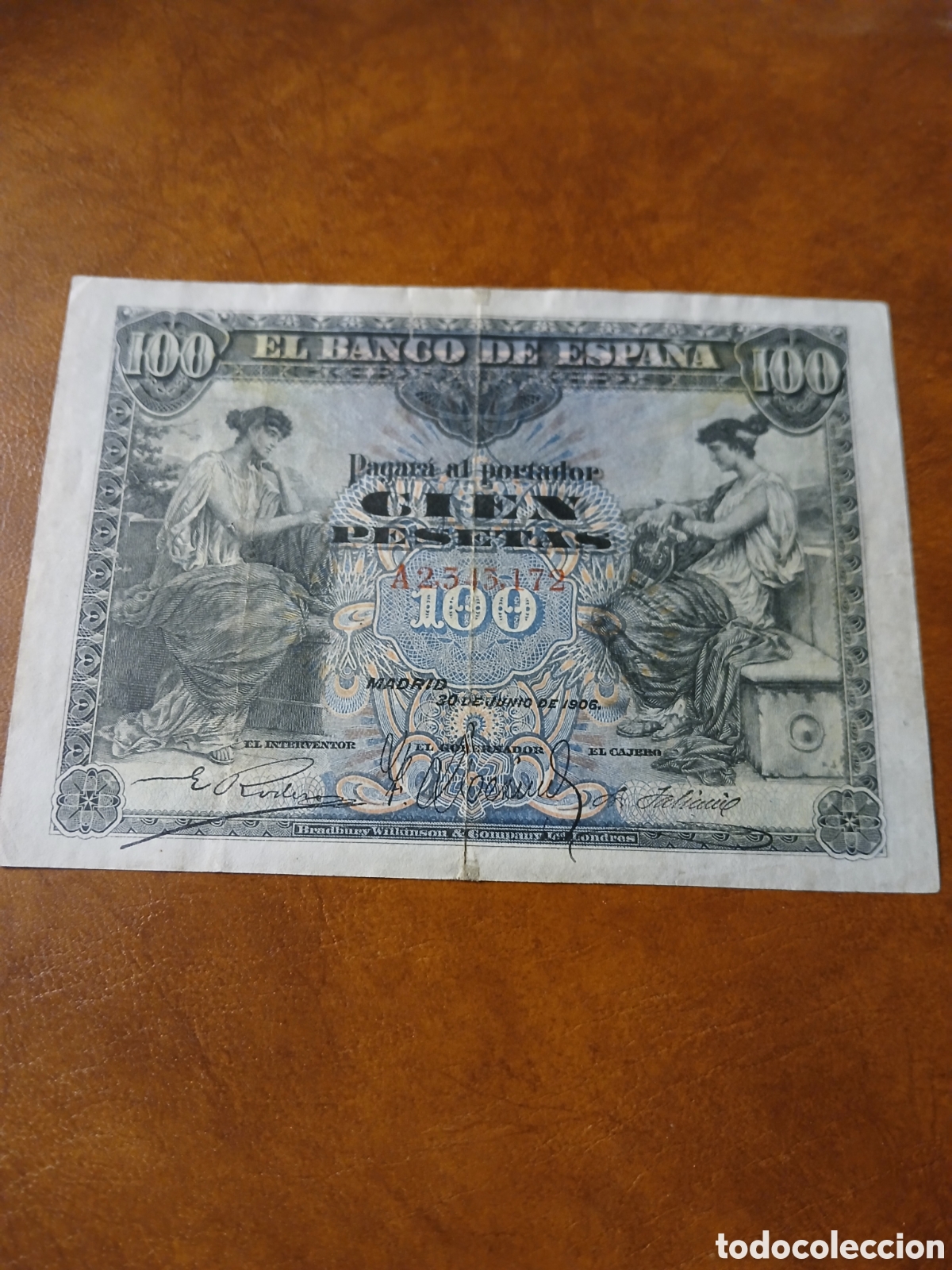 Billetes espa&ntilde;oles: BILLETE CLASICO DE 100 PESETAS DEL A&Ntilde;O 1906 DE LA SERIE A.