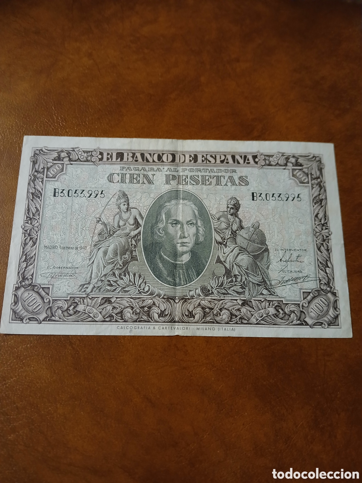 Billetes espa&ntilde;oles: BILLETE DE 100 PESETAS DEL A&Ntilde;O 1940 DE CRISTOBAL COLON SERIE B