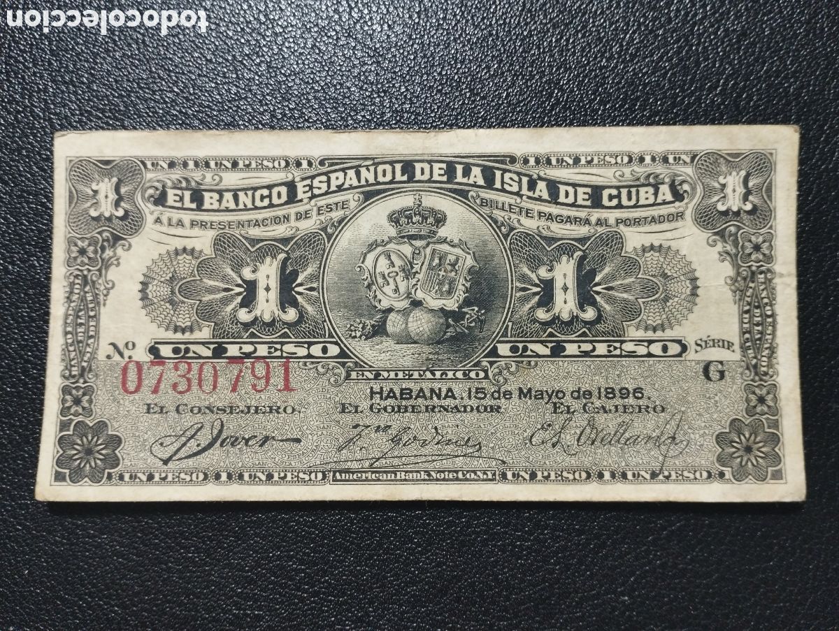 Billetes espa&ntilde;oles: Espa&ntilde;a Banco Espa&ntilde;ol de la Isla de Cuba 1 peso
