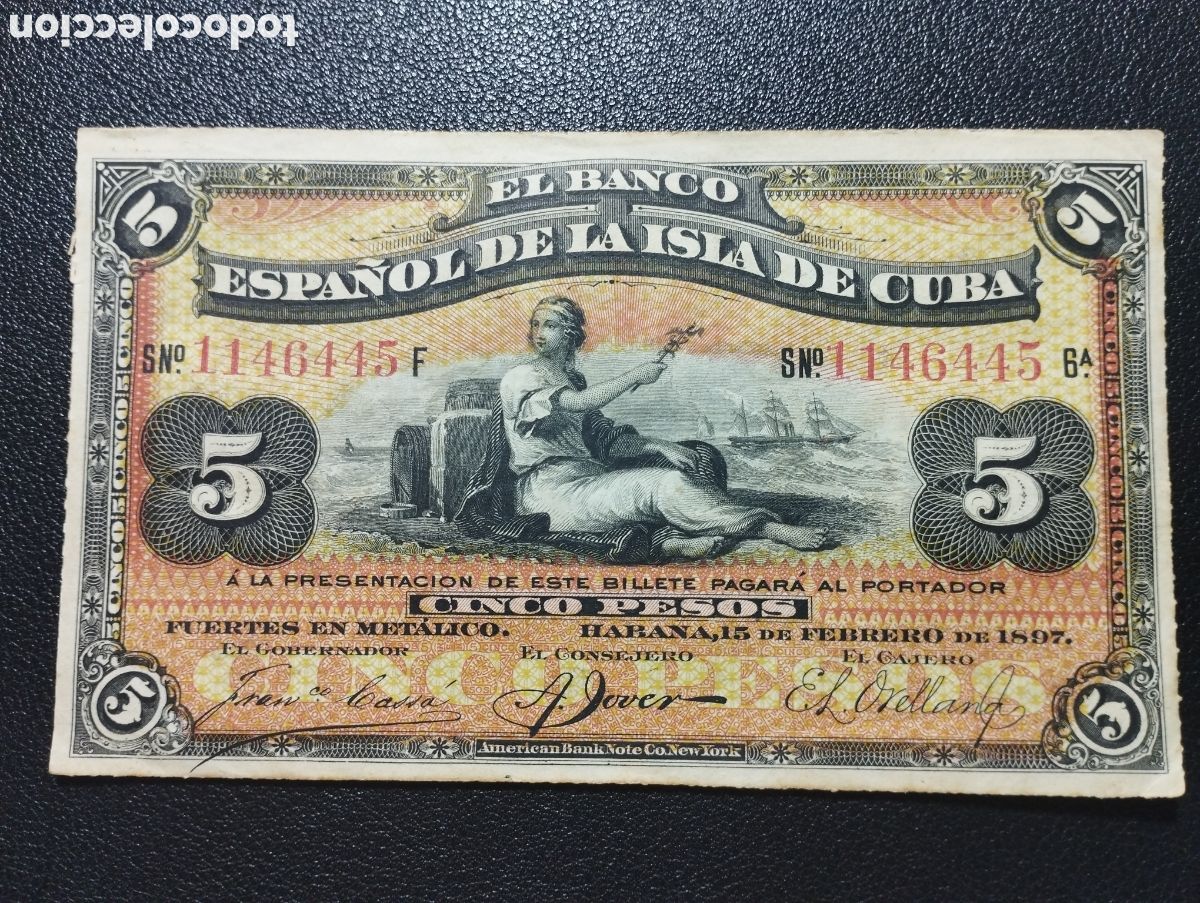 Billetes espa&ntilde;oles: Espa&ntilde;a Banco Espa&ntilde;ol de la Isla de Cuba 5 pesos 1897 EBC