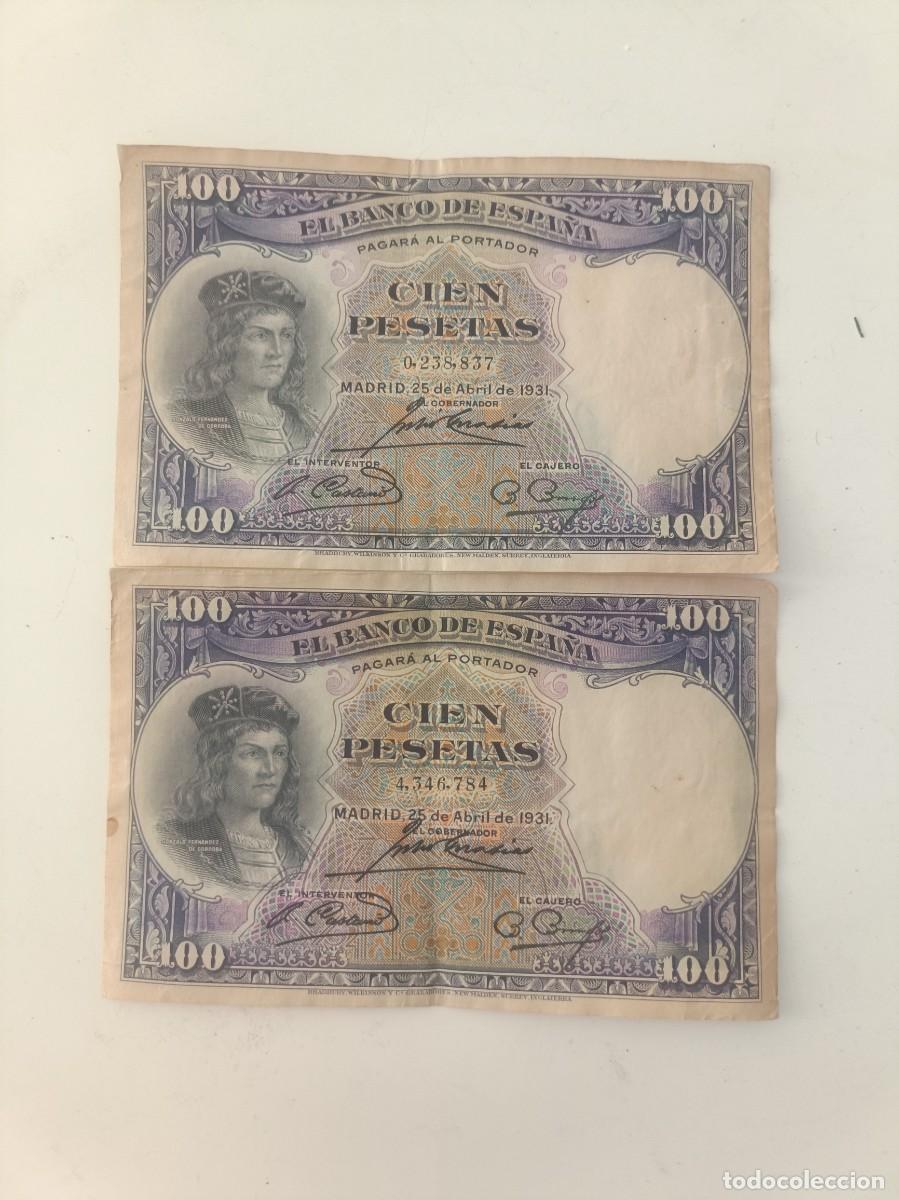 Billetes espa&ntilde;oles: Dos Billete de 100 pesetas 1931