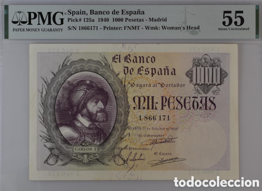 Billetes espa&ntilde;oles: Billete 1000 PESETAS 1940 -CARLOS I- PMG 55