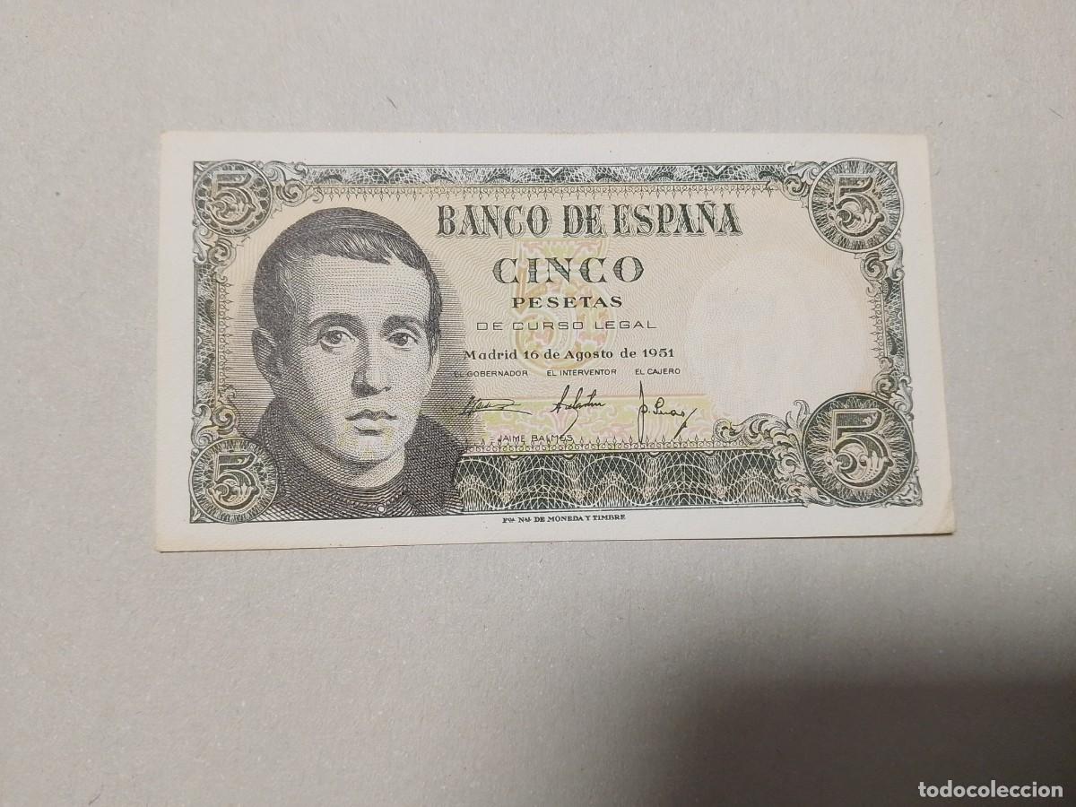 Billetes espa&ntilde;oles: 5 pesetas 1951, sin circular