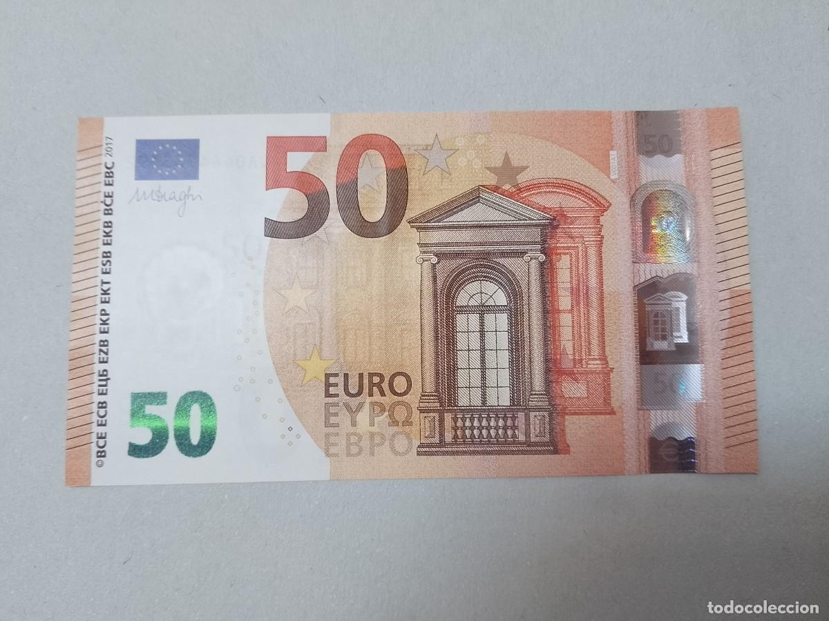 Billetes espa&ntilde;oles: 50 euros, 3 firma Draghi de la VA Espa&ntilde;a, plancha V001A1, sc/plancha