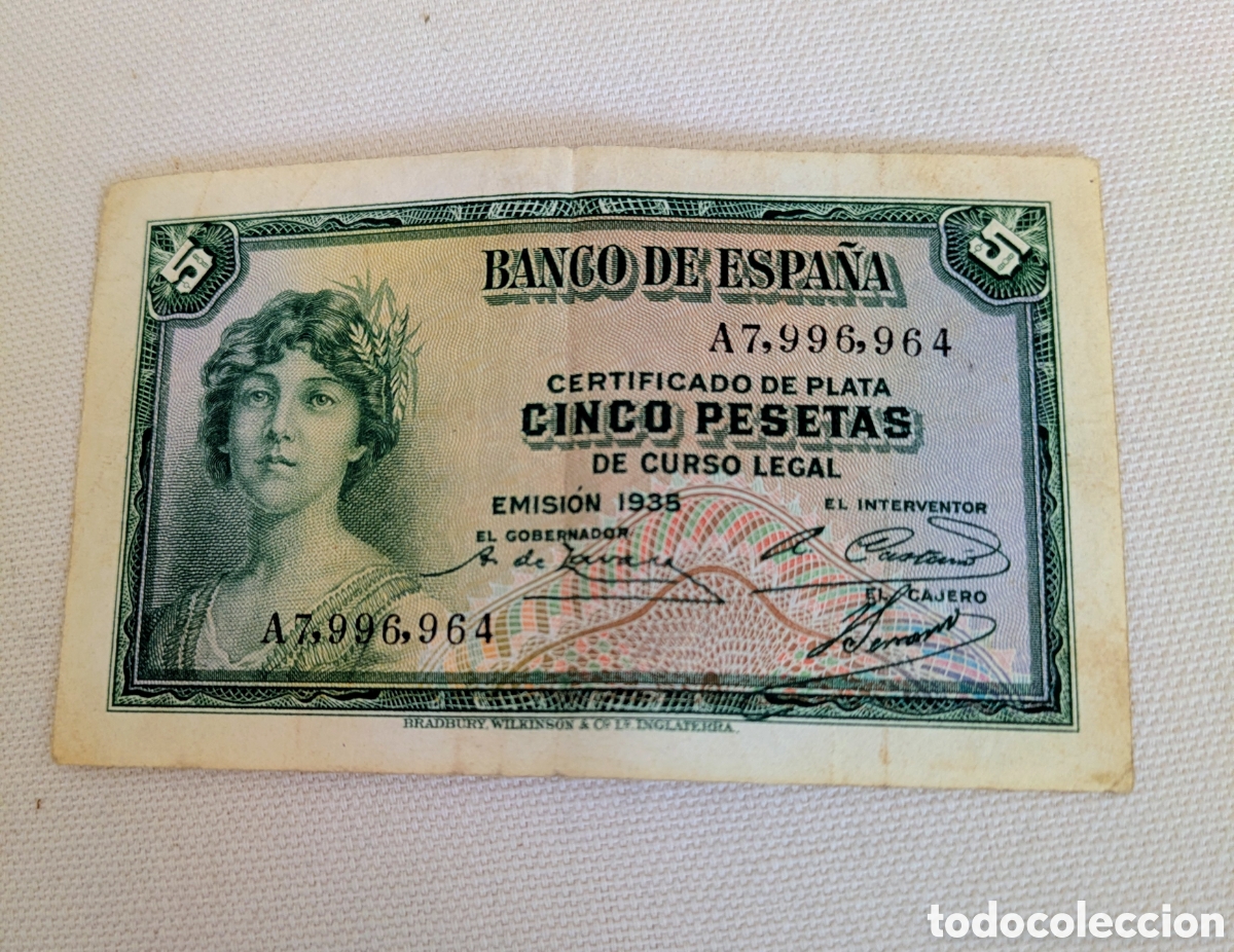 Billetes espa&ntilde;oles: Billete cinco pesetas 1935
