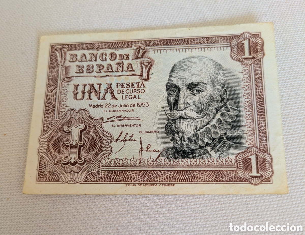 Billetes espa&ntilde;oles: Billete una peseta 1953