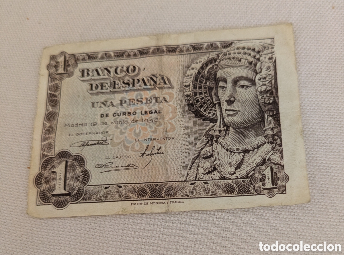 Billetes espa&ntilde;oles: Billete 1 peseta 1948