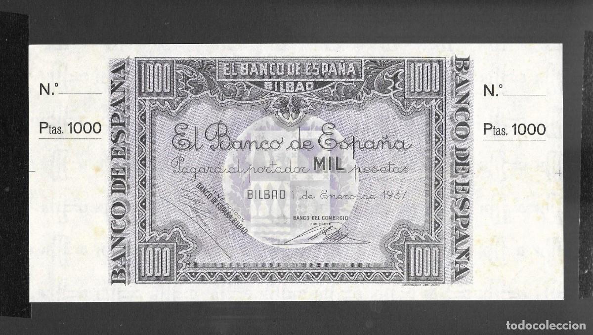 Spanische Banknoten: 1000 PESETAS 1937 BILBAO CON MATRIZ BANCO DEL COMERCIO S/C-